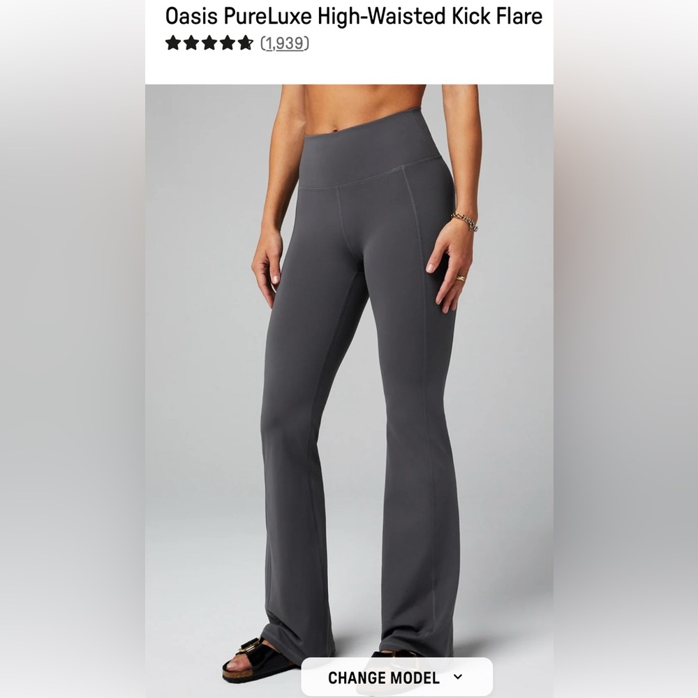 Fabletics High-Waisted Kick Flare Legging in dark grey